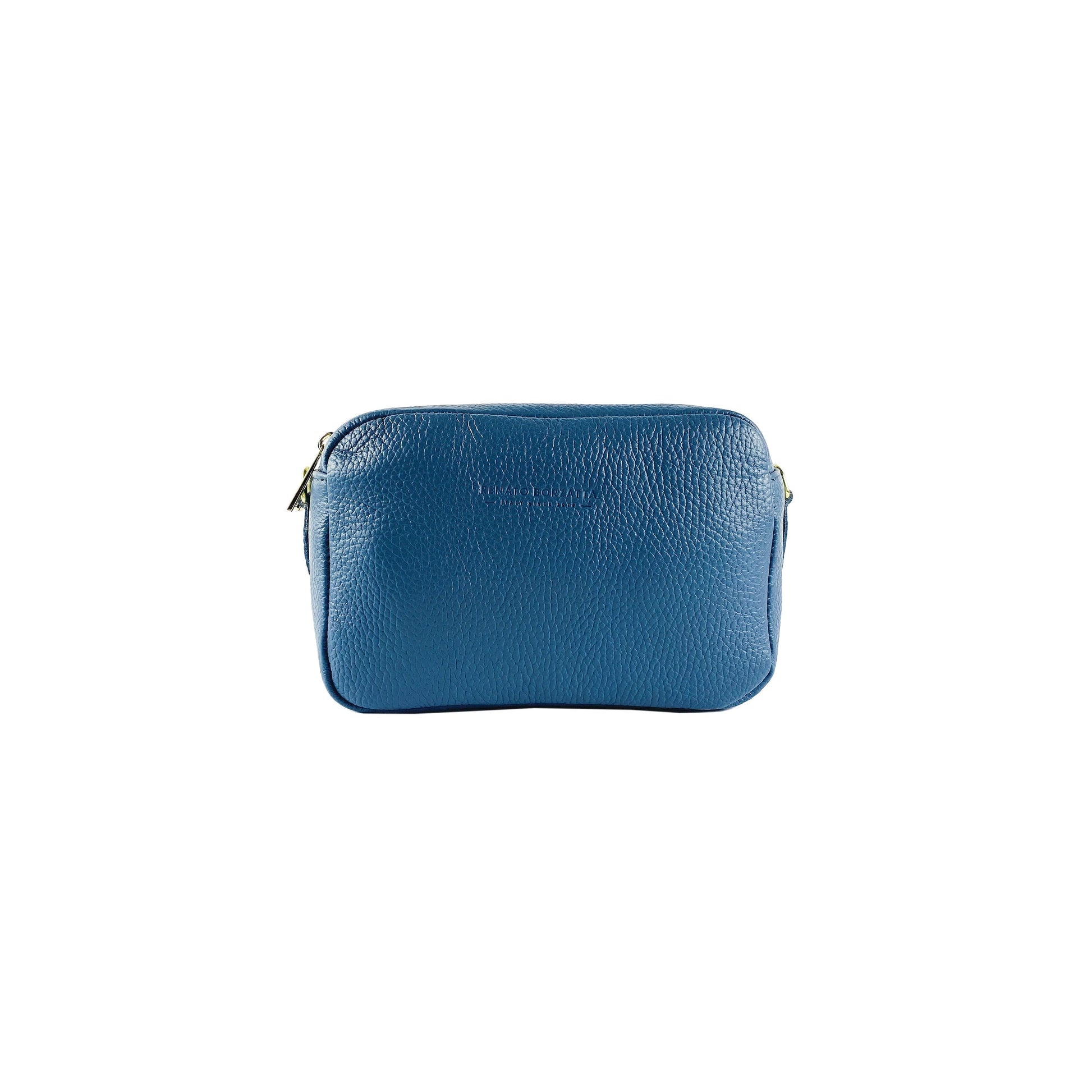 Women's Double Zip Shoulder Bag in Genuine Leather Made in Italy.
