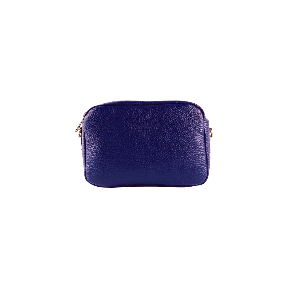 Women's Double Zip Shoulder Bag in Genuine Leather Made in Italy.
