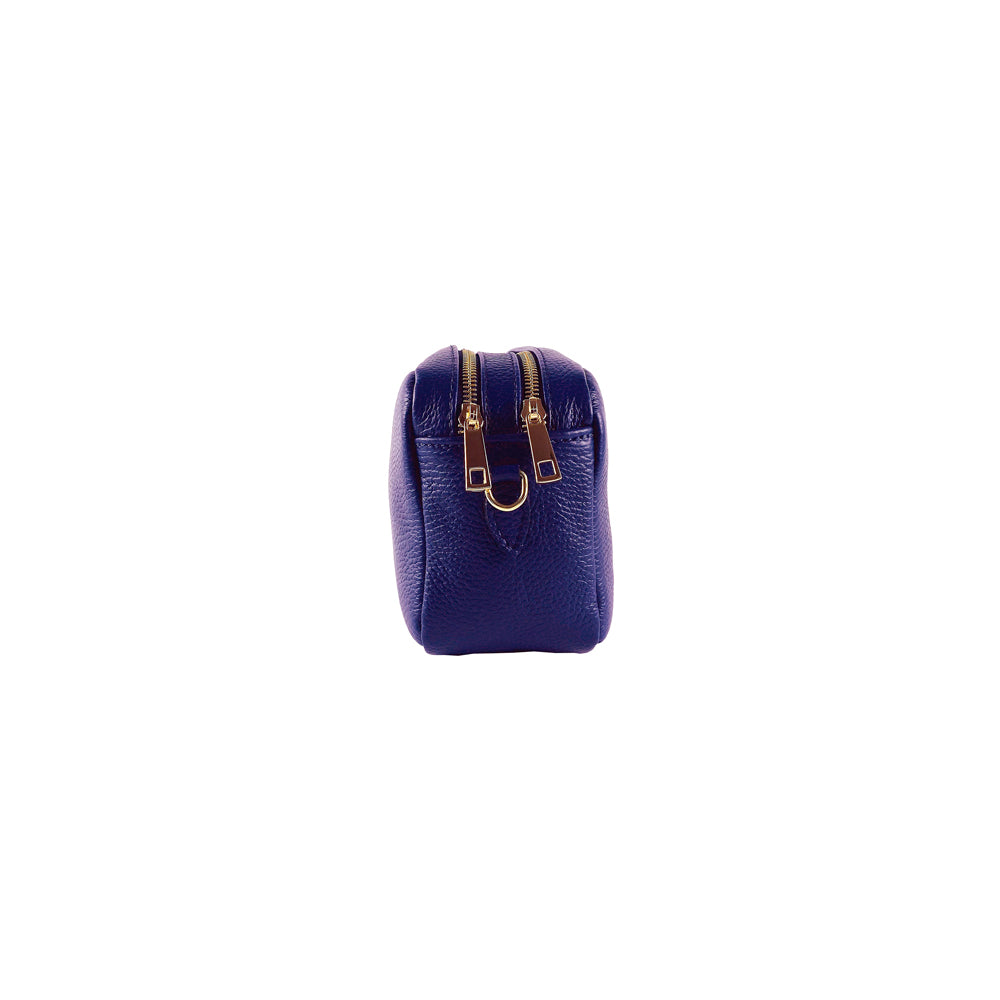 Women's Double Zip Shoulder Bag in Genuine Leather Made in Italy.