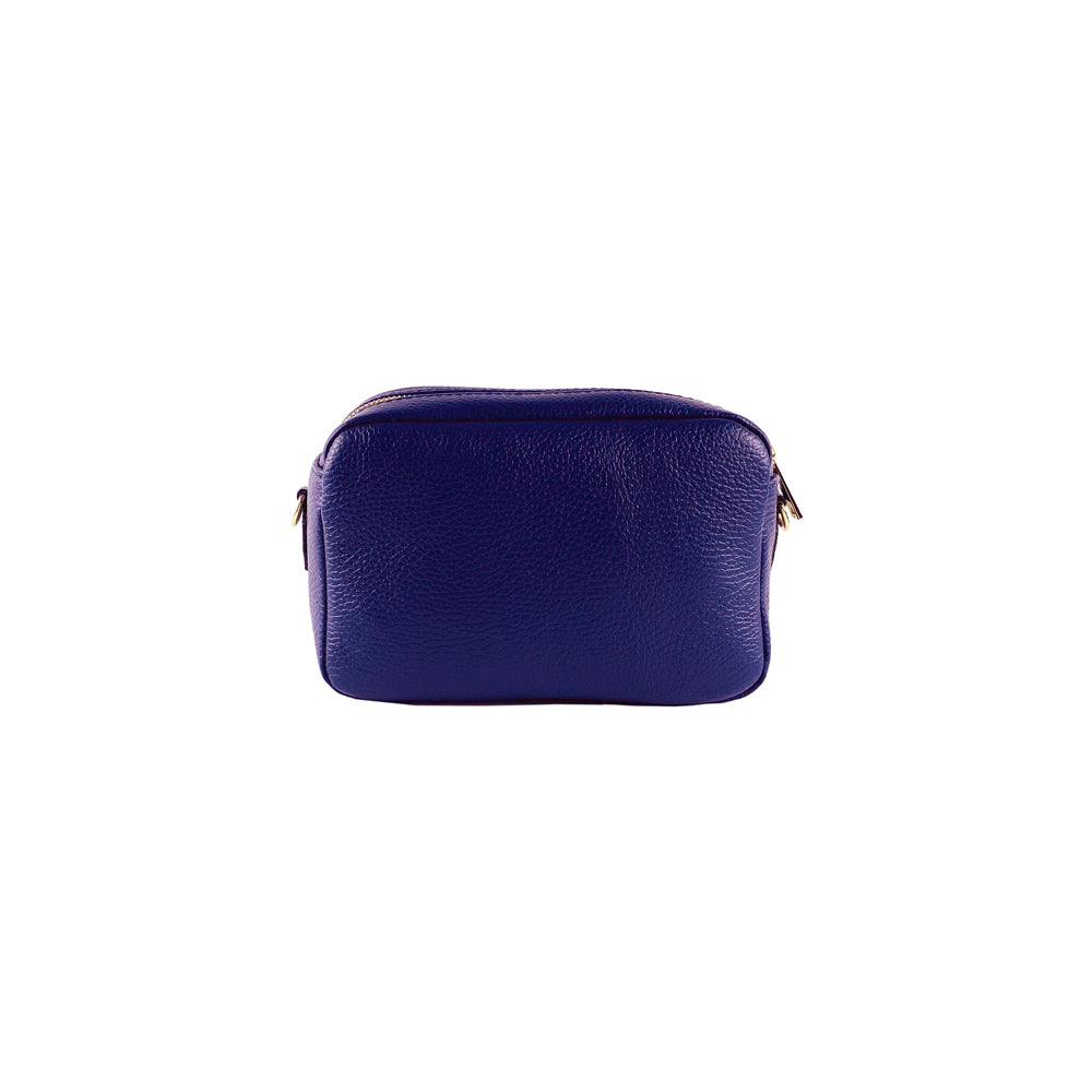 Women's Double Zip Shoulder Bag in Genuine Leather Made in Italy.