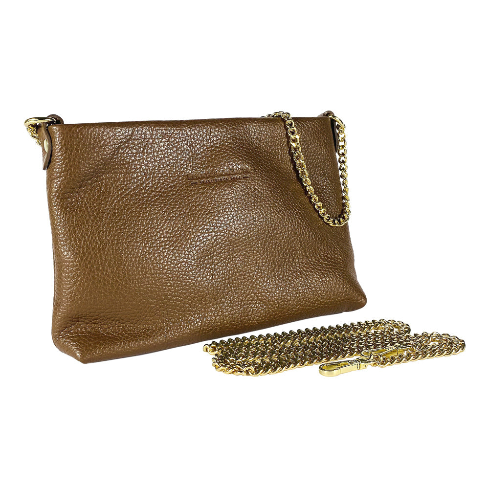 Women’s Flat Leather Shoulder Bag – Made in Italy, with…