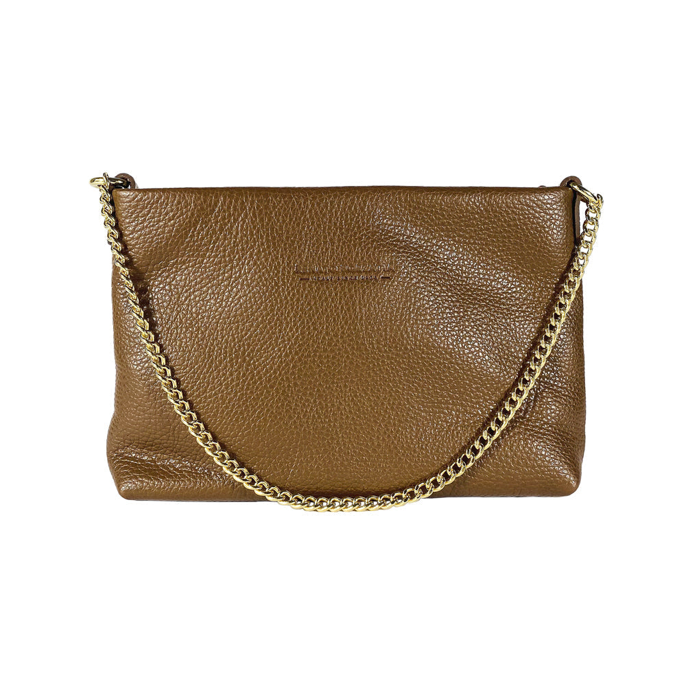 Women’s Flat Leather Shoulder Bag – Made in Italy, with…