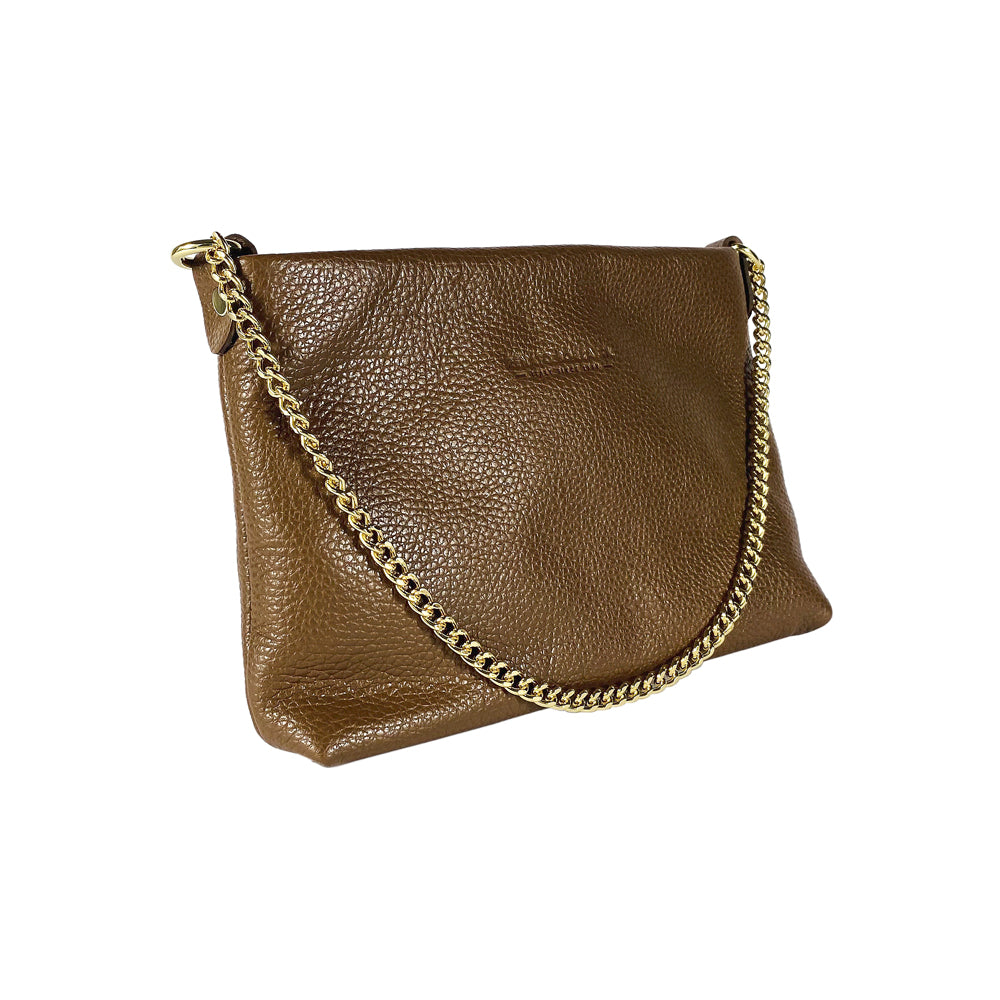 Women’s Flat Leather Shoulder Bag – Made in Italy, with…