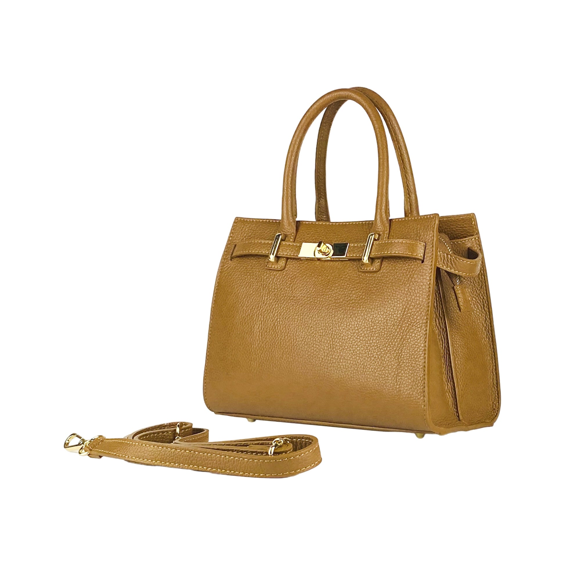 Women's Genuine Leather Handbag Made in Italy with Shoulder Strap