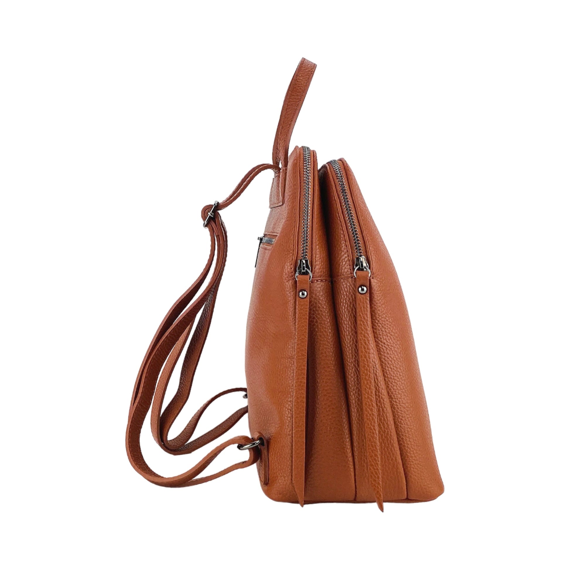Women’s Double-Compartment Backpack in Genuine Leather – Made in Italy