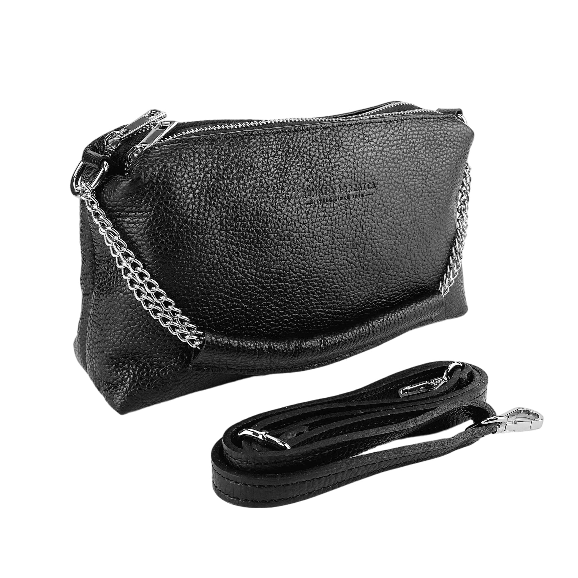 Women's Handbag with Double Zip in Genuine Leather
