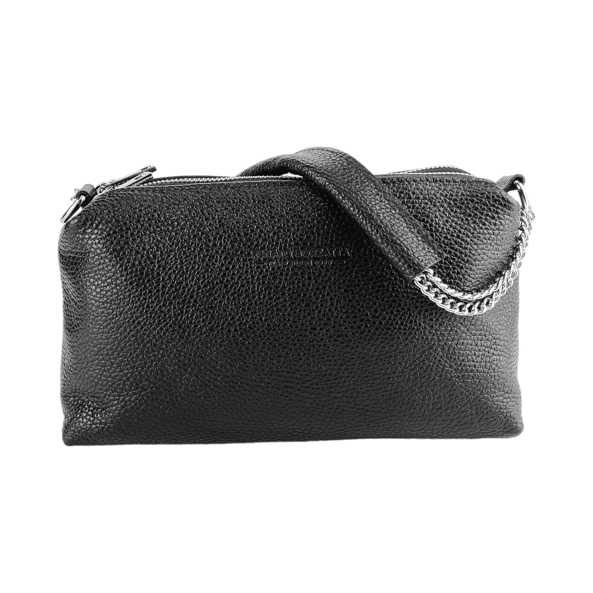 Women's Handbag with Double Zip in Genuine Leather