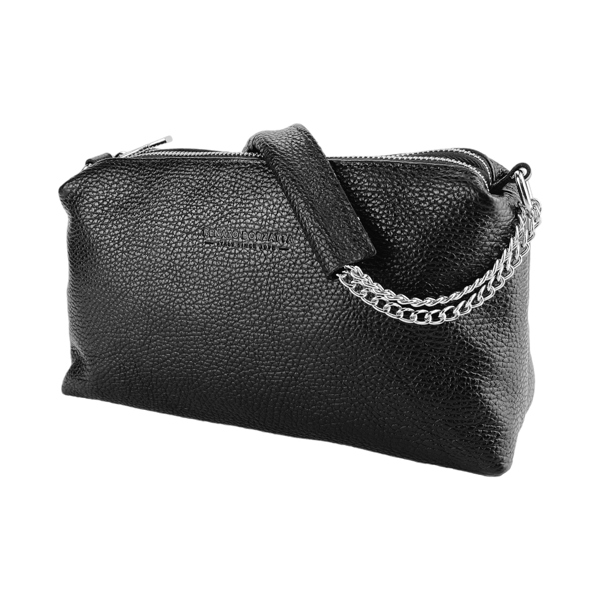 Women's Handbag with Double Zip in Genuine Leather