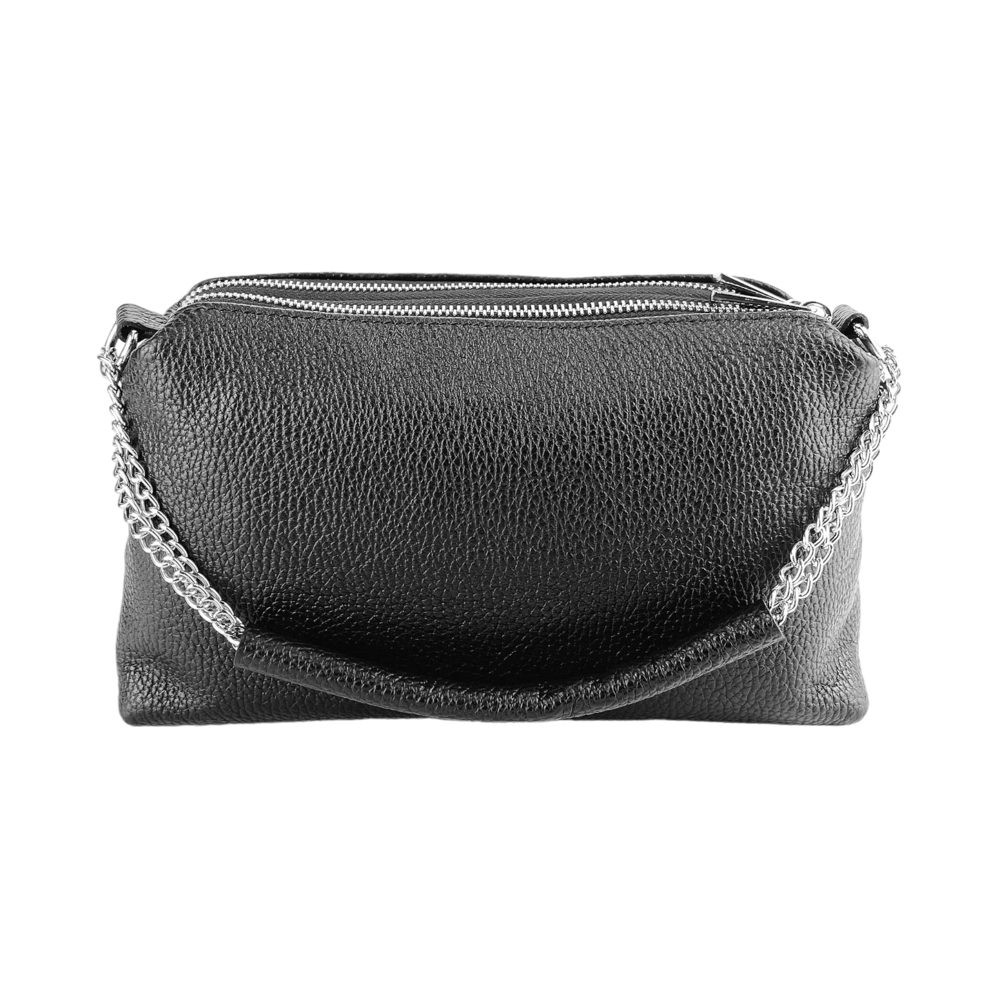 Women's Handbag with Double Zip in Genuine Leather
