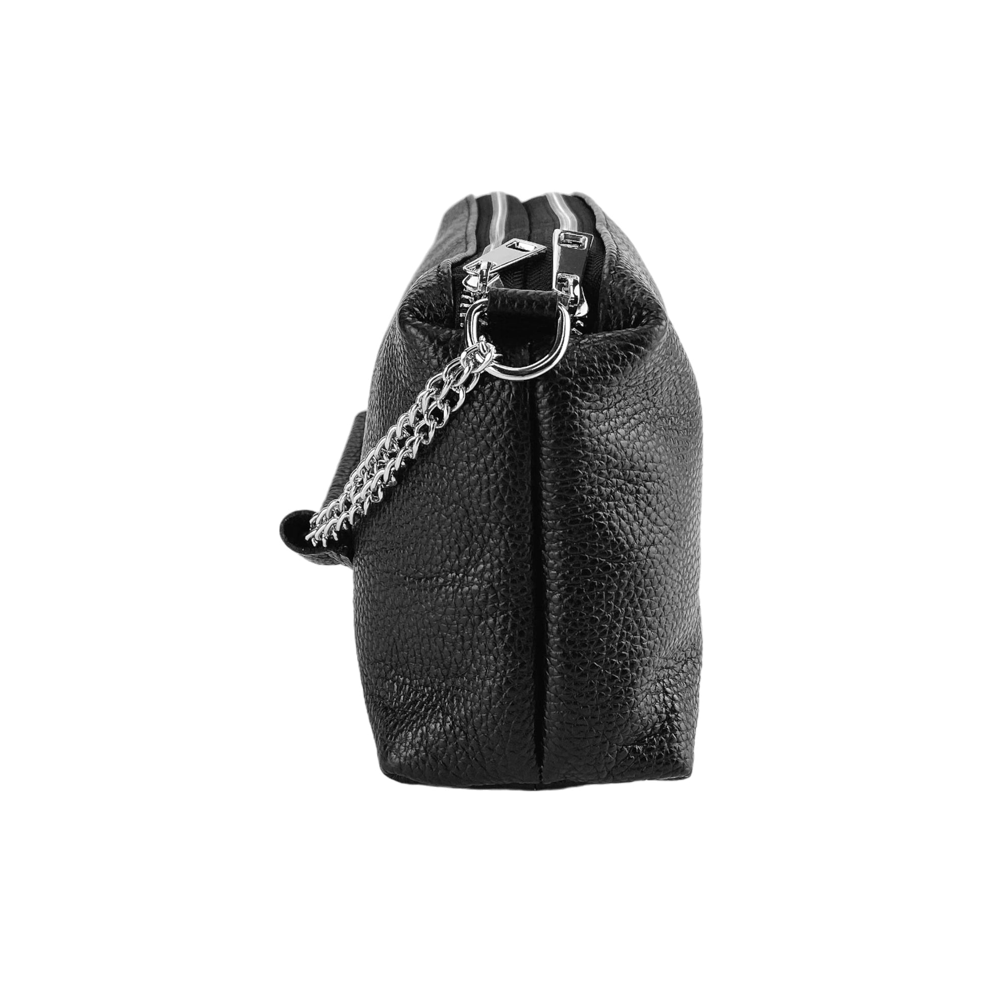 Women's Handbag with Double Zip in Genuine Leather