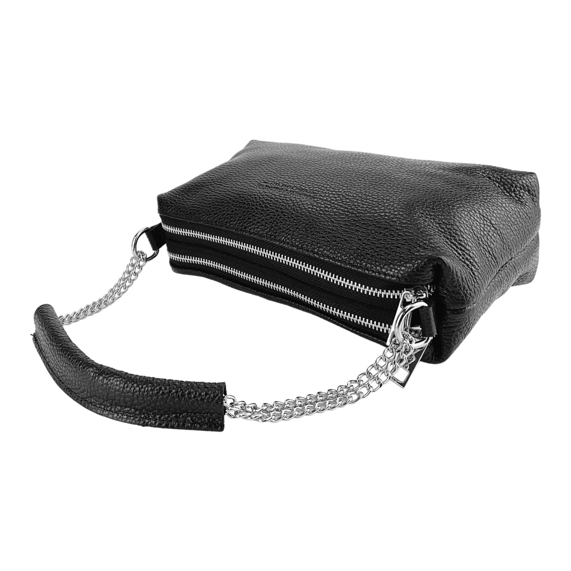 Women's Handbag with Double Zip in Genuine Leather
