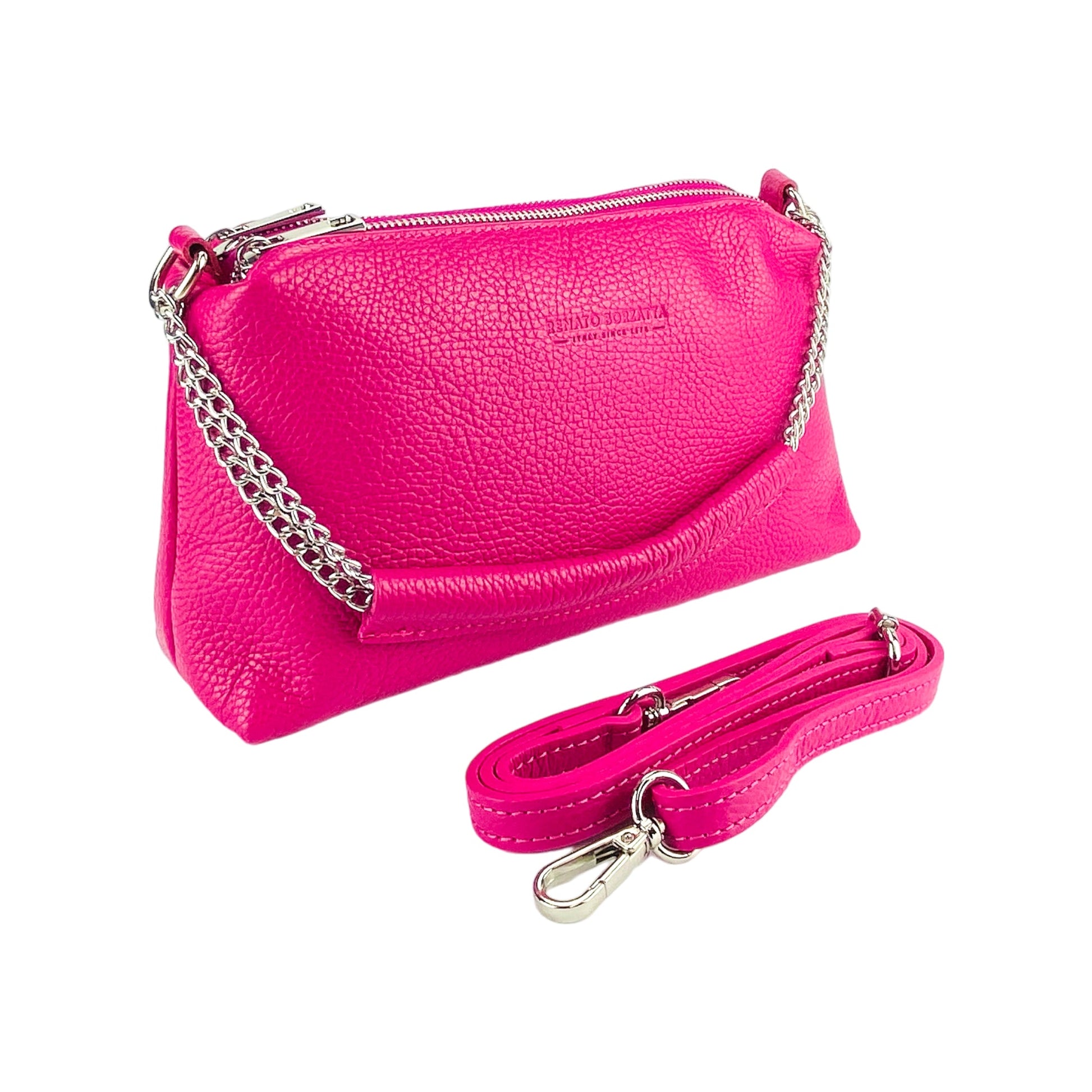 Women's Handbag with Double Zip in Genuine Leather
