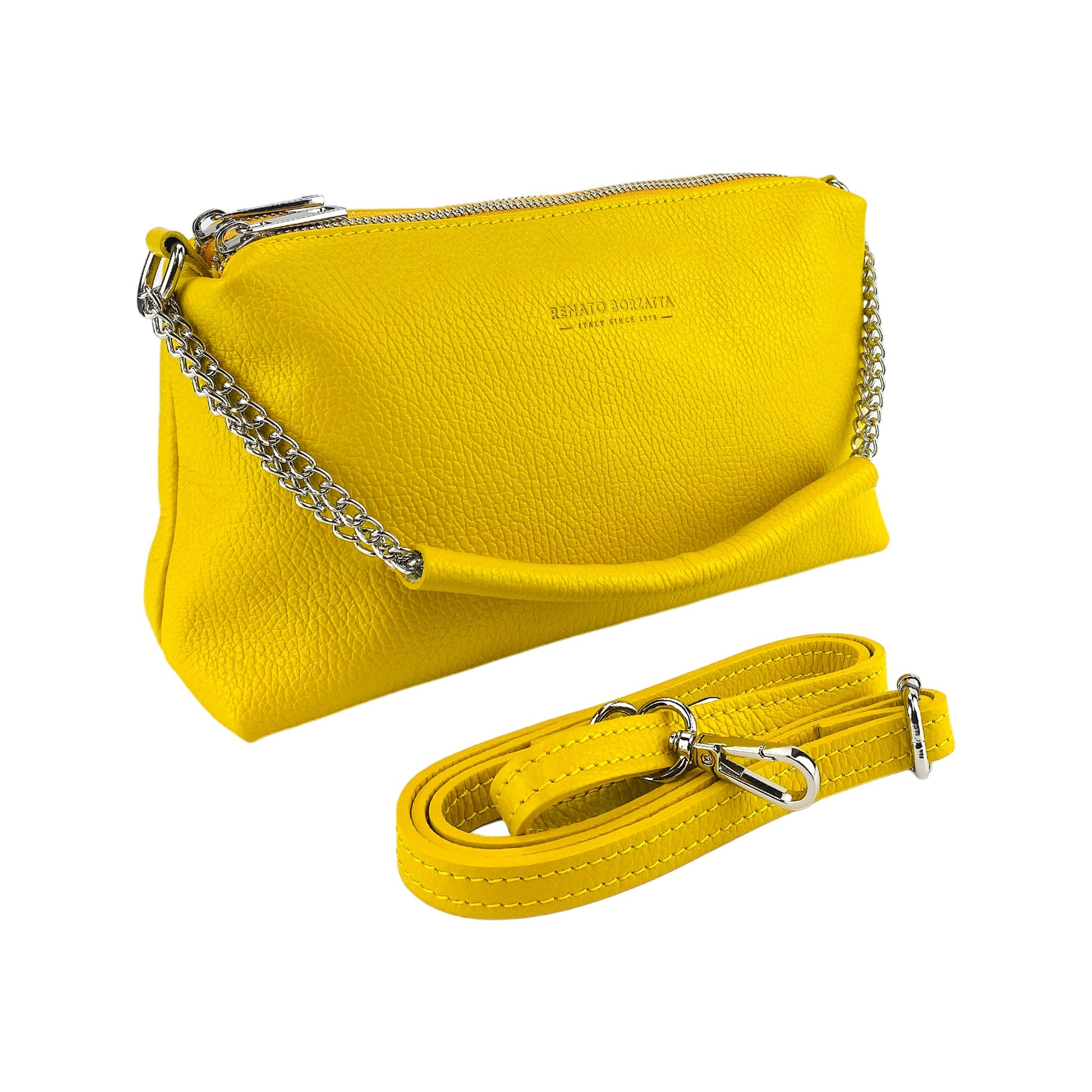 Women’s Double-Zip Leather Handbag – Made in Italy