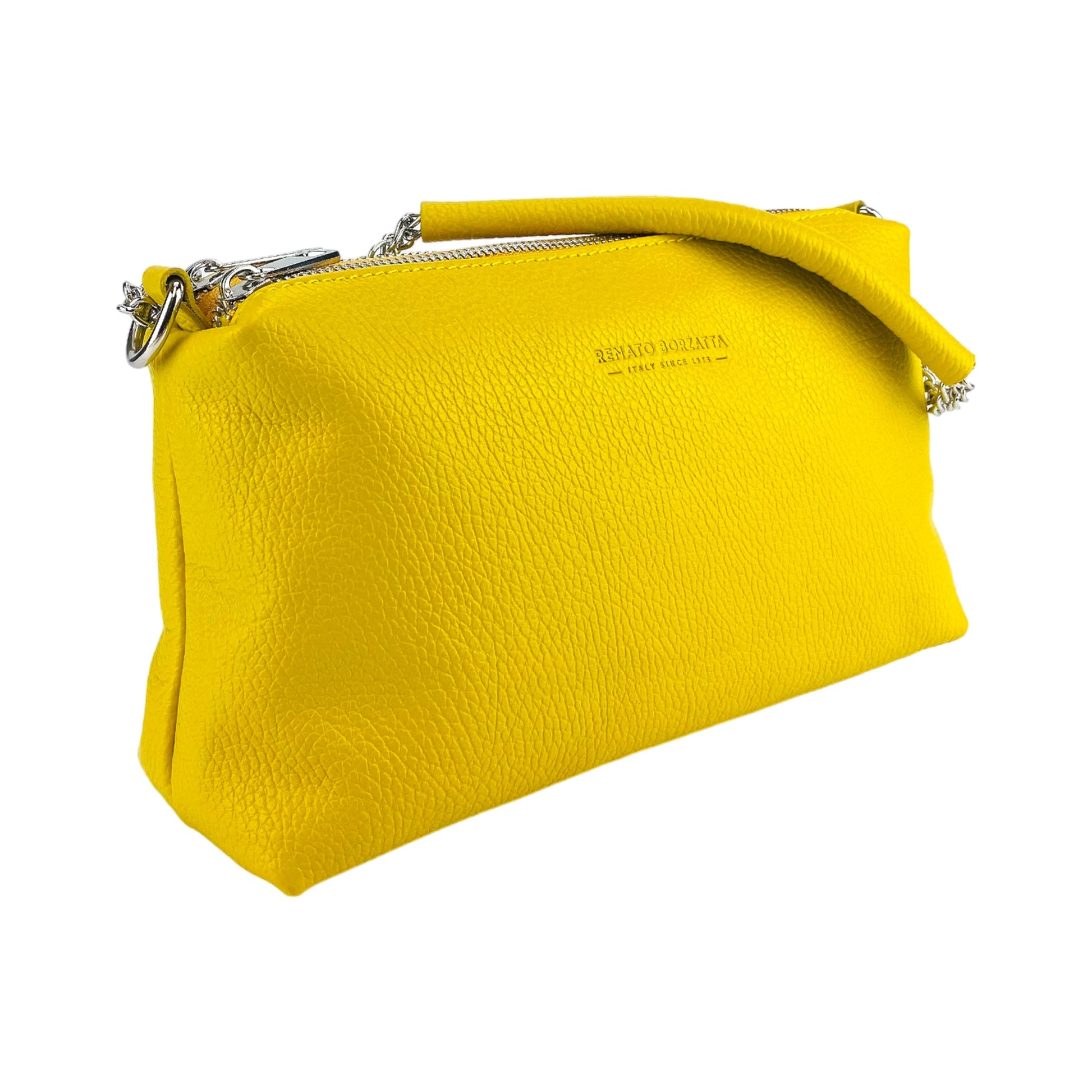 Women’s Double-Zip Leather Handbag – Made in Italy