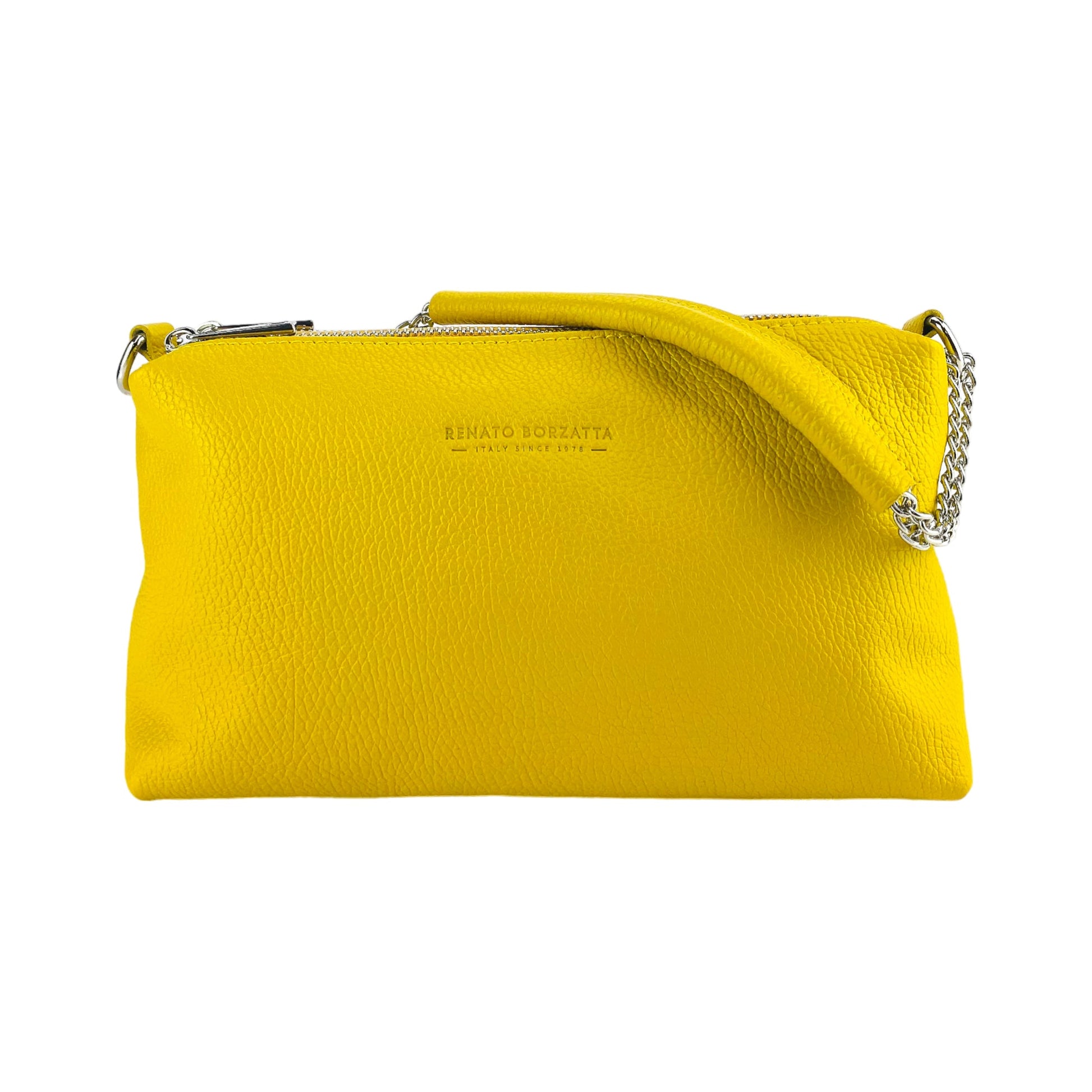 Women’s Double-Zip Leather Handbag – Made in Italy