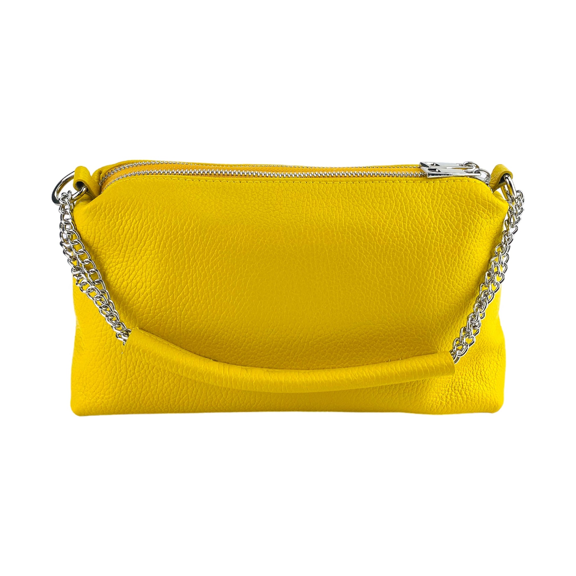 Women’s Double-Zip Leather Handbag – Made in Italy
