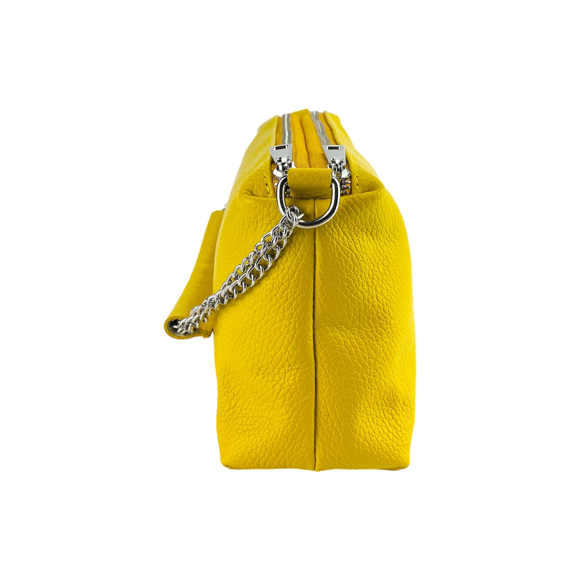Women’s Double-Zip Leather Handbag – Made in Italy