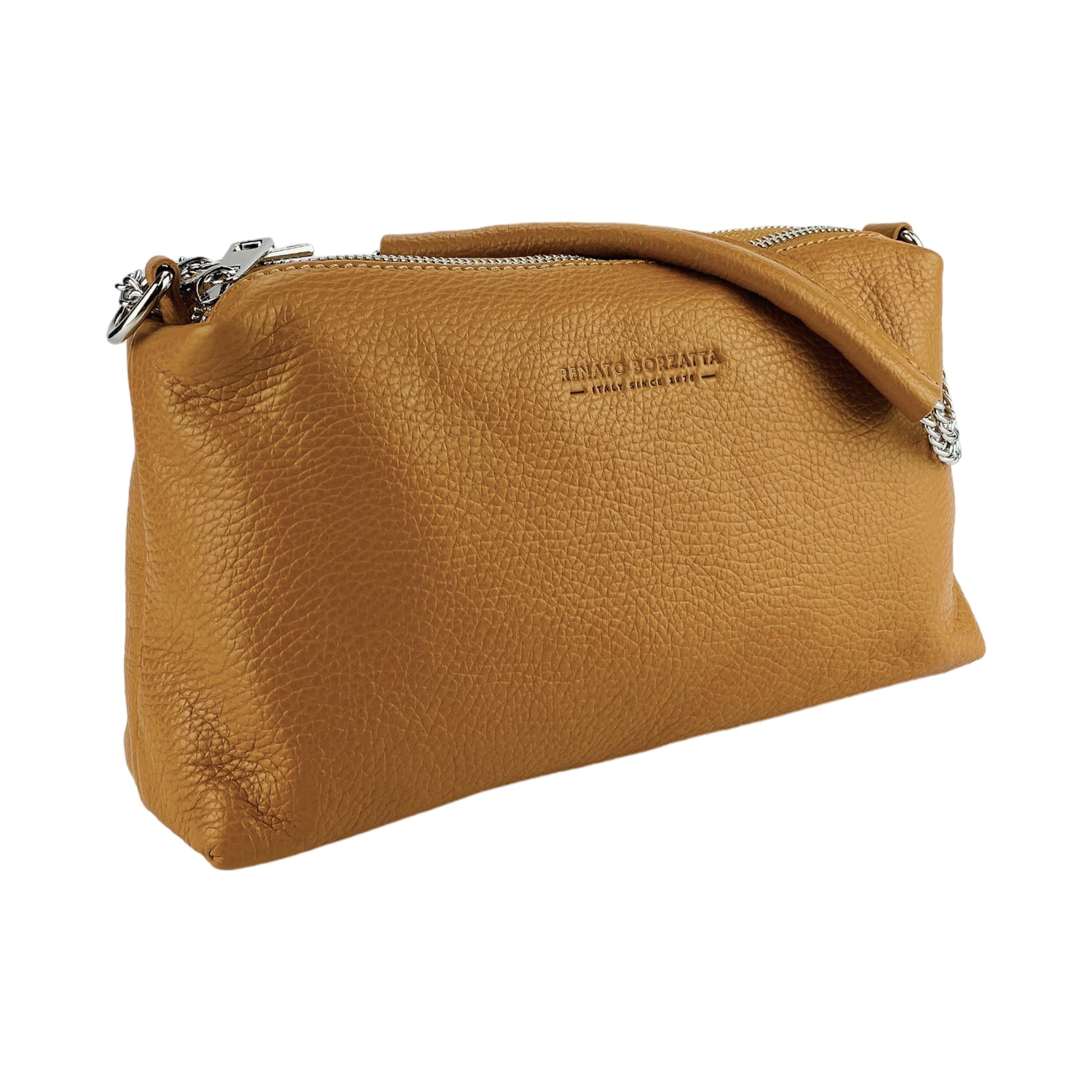 Women's Handbag with Double Zip in Genuine Leather