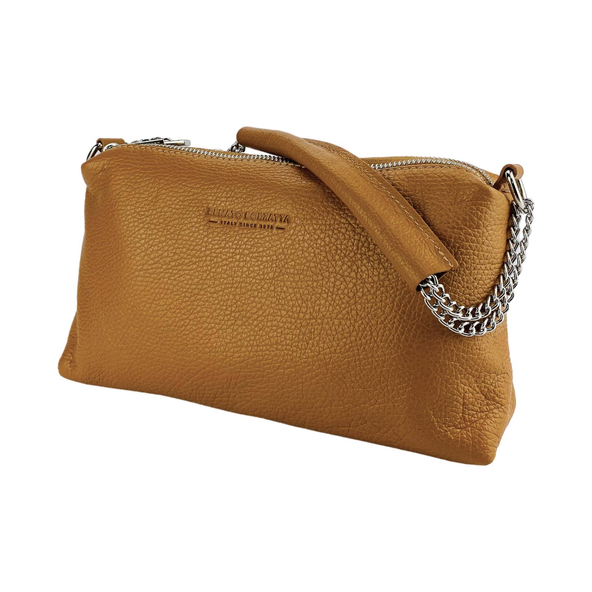 Women's Handbag with Double Zip in Genuine Leather