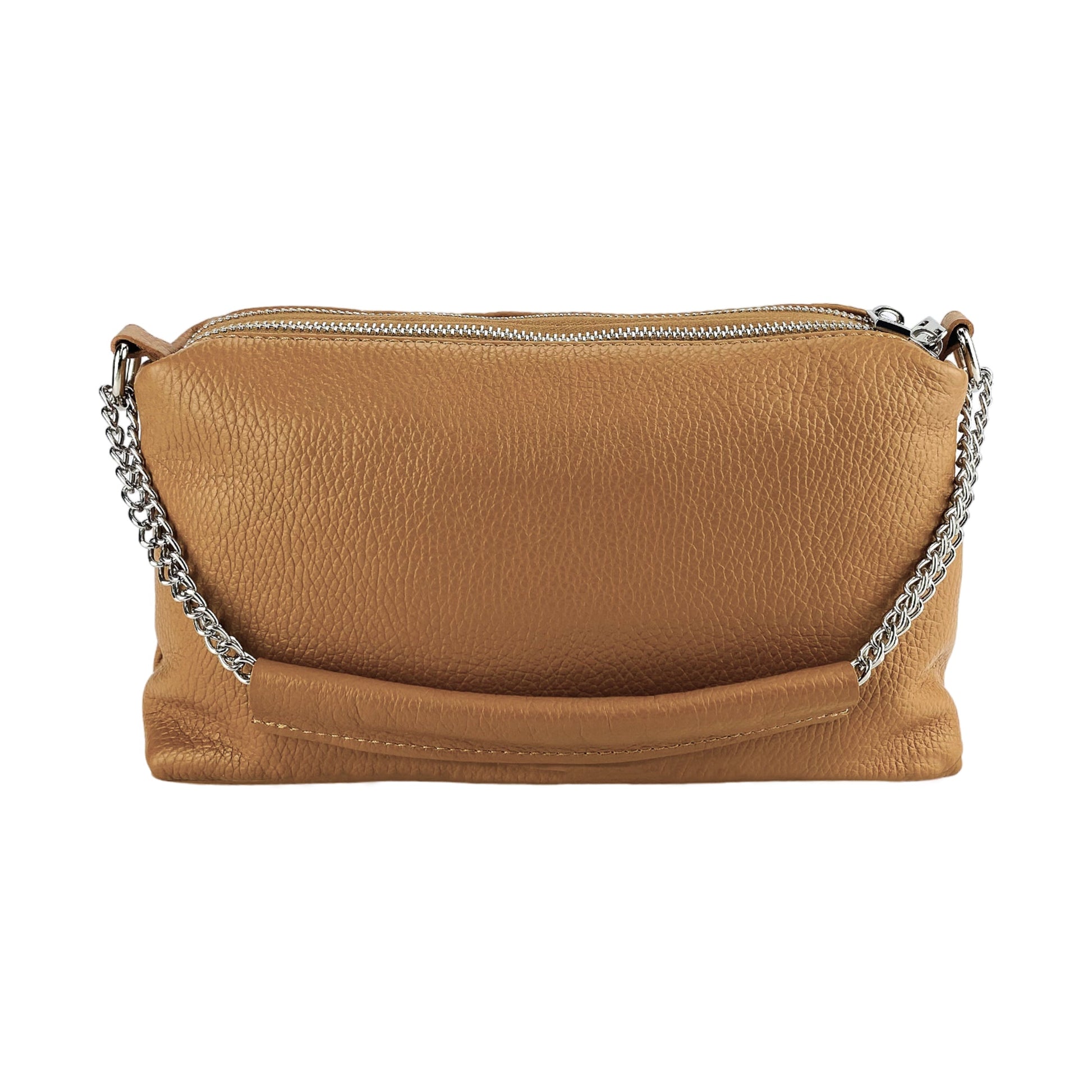 Women's Handbag with Double Zip in Genuine Leather