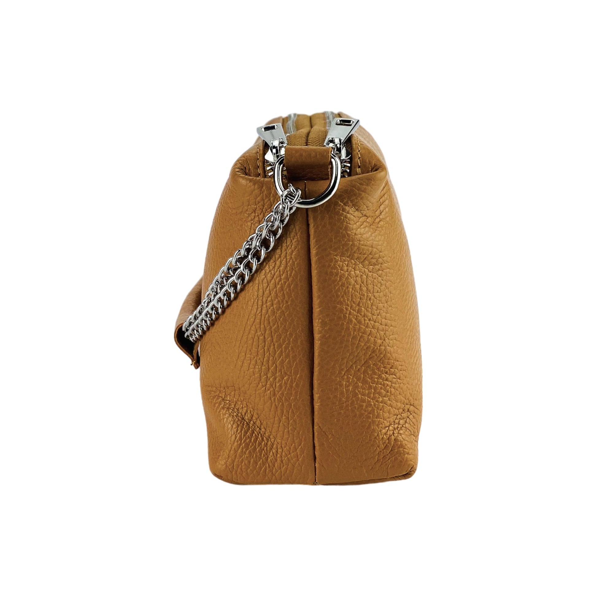 Women's Handbag with Double Zip in Genuine Leather