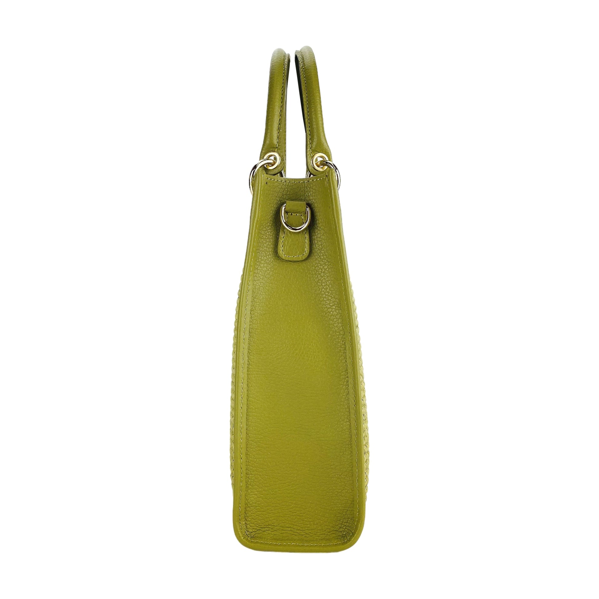 Women's Handbag Vertical in Genuine Leather and Straw Made in Italy