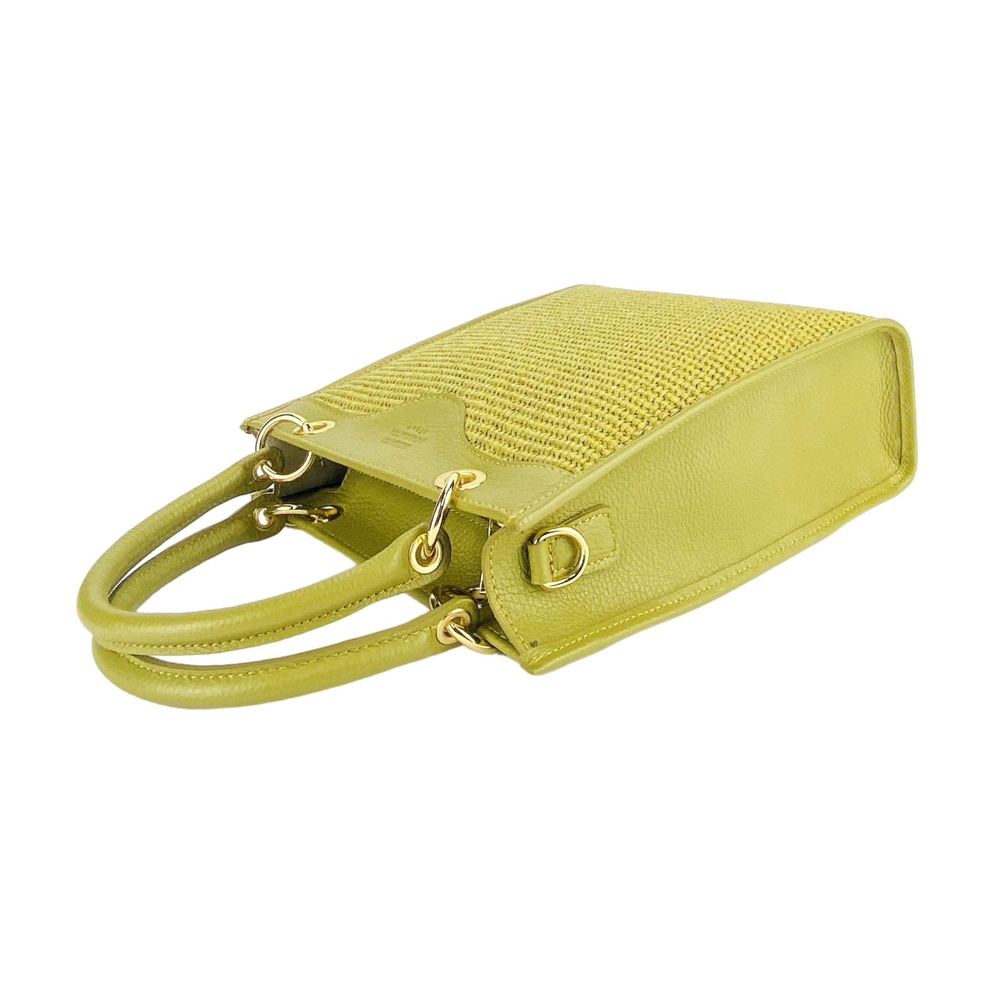 Women's Handbag Vertical in Genuine Leather and Straw Made in Italy