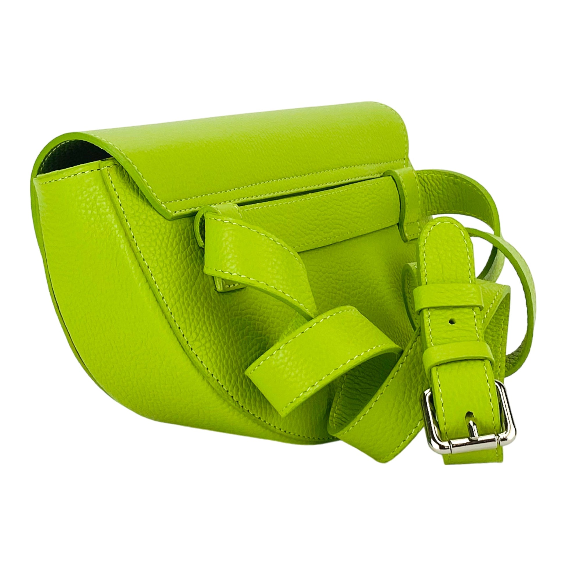 Rounded Women’s Cross body Bag in Genuine Leather – Made in Italy