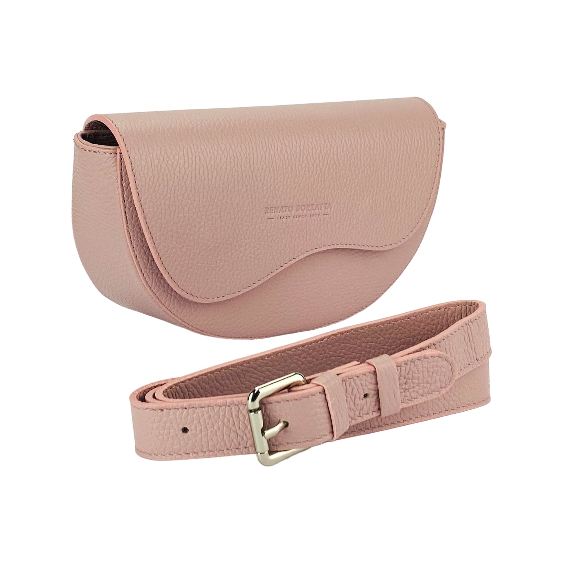 Women’s Rounded Crossbody Bag in Genuine Leather – Made in Italy