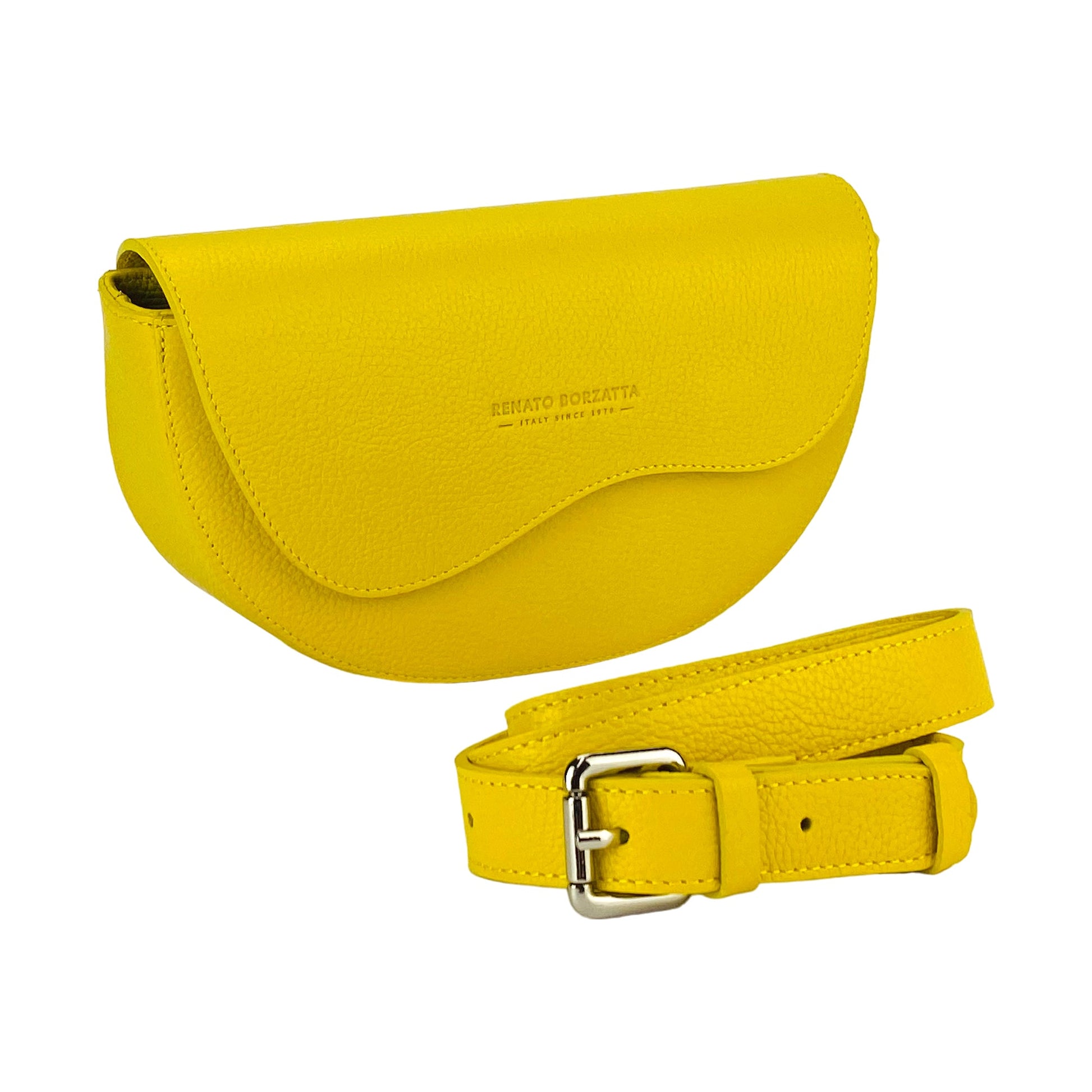 Women’s Rounded Crossbody Bag in Genuine Leather – Made in Italy