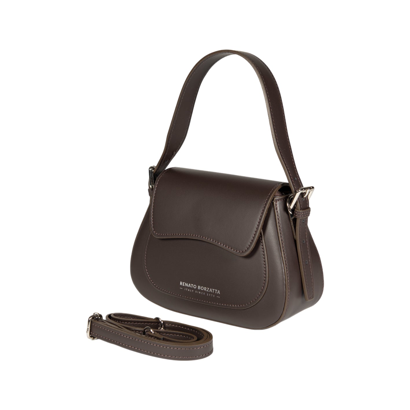 Women's Shoulder Bag with Flap in Genuine Leather