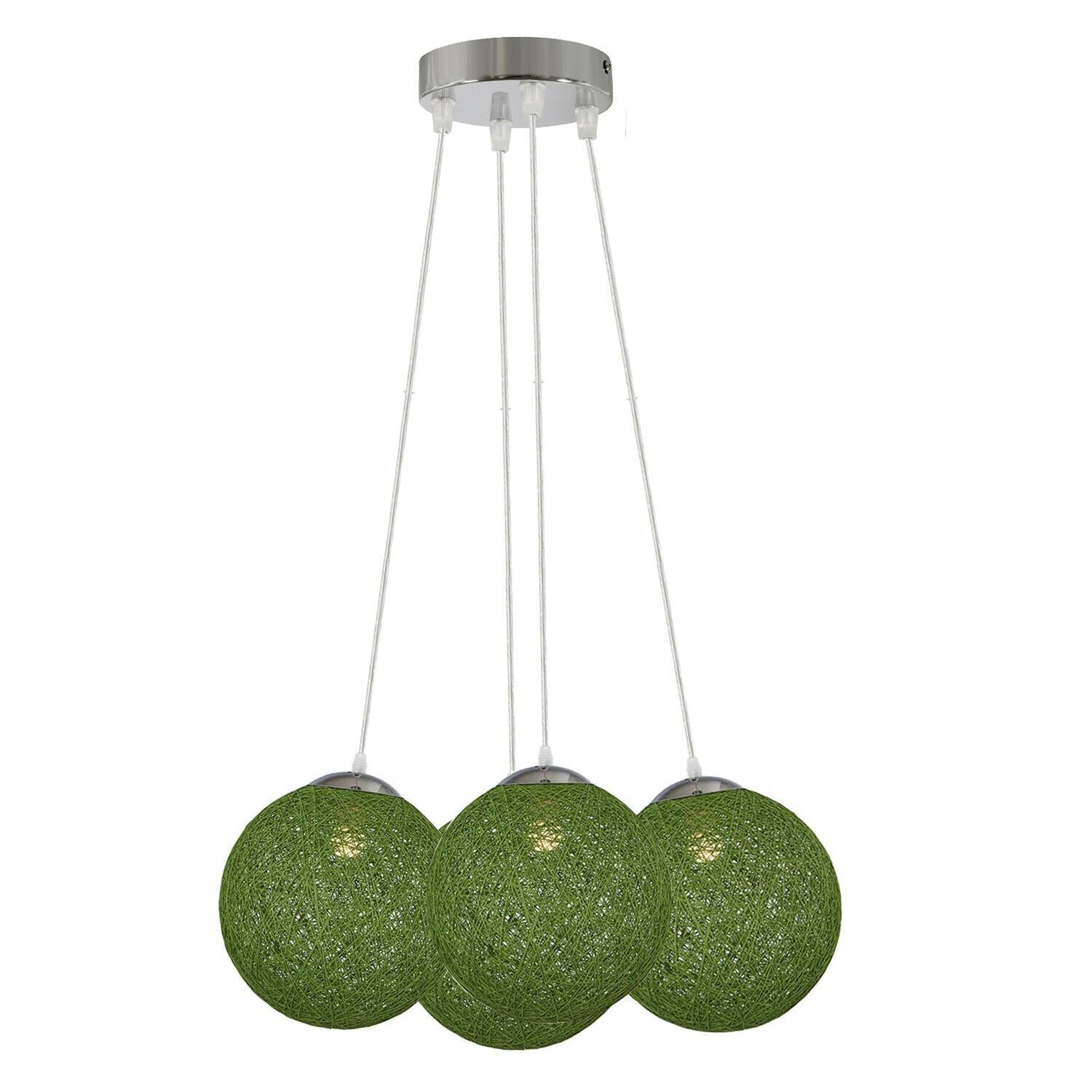 Green Rattan Wicker Woven Ball Globe Pendant Lampshade Four