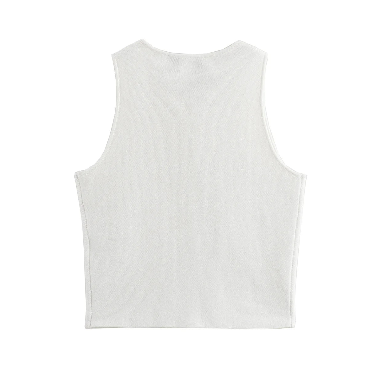 TRAF White Knit Crop Top Women Button Short Tops Woman 2024 Summer