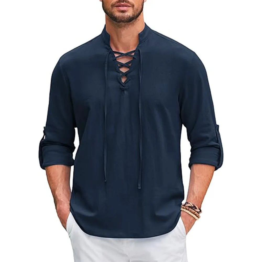Men's Renaissance Shirt Pirate Medieval Viking top Cotton Linen Shirts