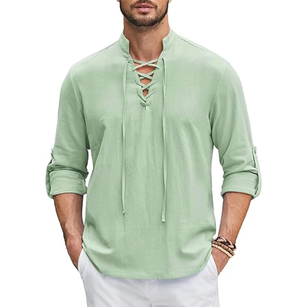 Men's Renaissance Shirt Pirate Medieval Viking top Cotton Linen Shirts