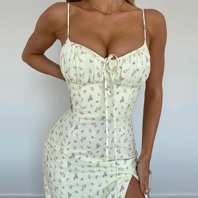 Women’s Elegant Floral Body con Long Dress – Beach Vacation & Street wear Style