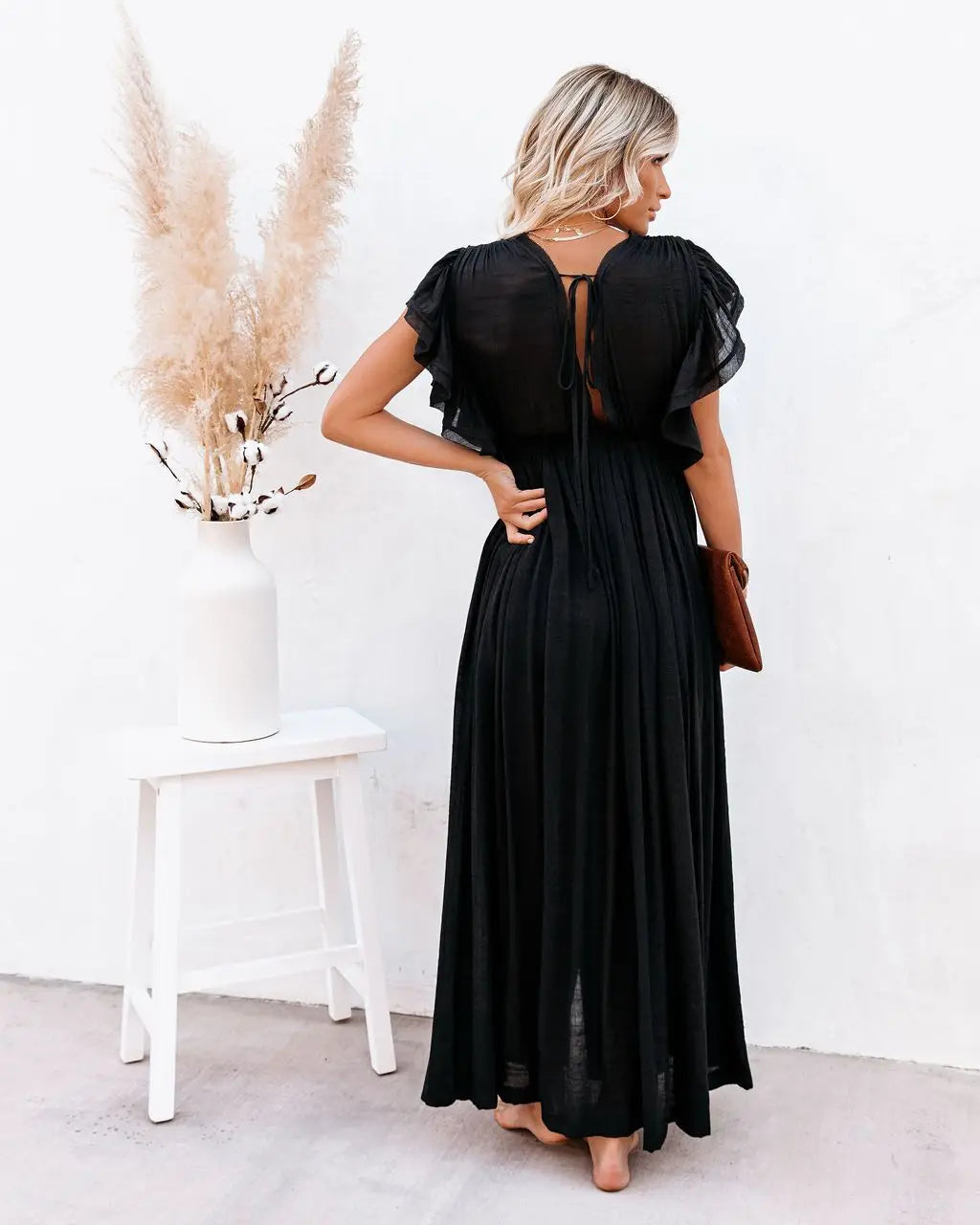 Summer Long Bikini Cover Ups for Women Solid V-Neck Kimono Beach