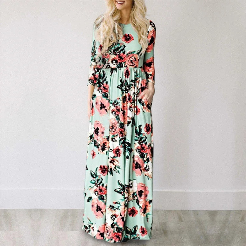 2025 Women's Maxi Dress in Elegant Floral Print