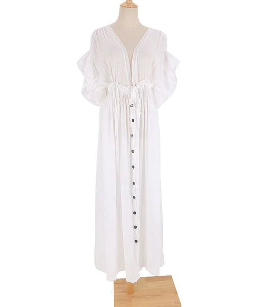 Summer Long Bikini Cover Ups for Women Solid V-Neck Kimono Beach