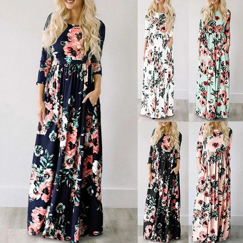 2025 Women's Maxi Dress in Elegant Floral Print