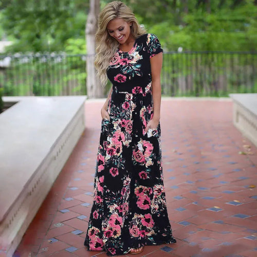 2025 Women's Maxi Dress in Elegant Floral Print