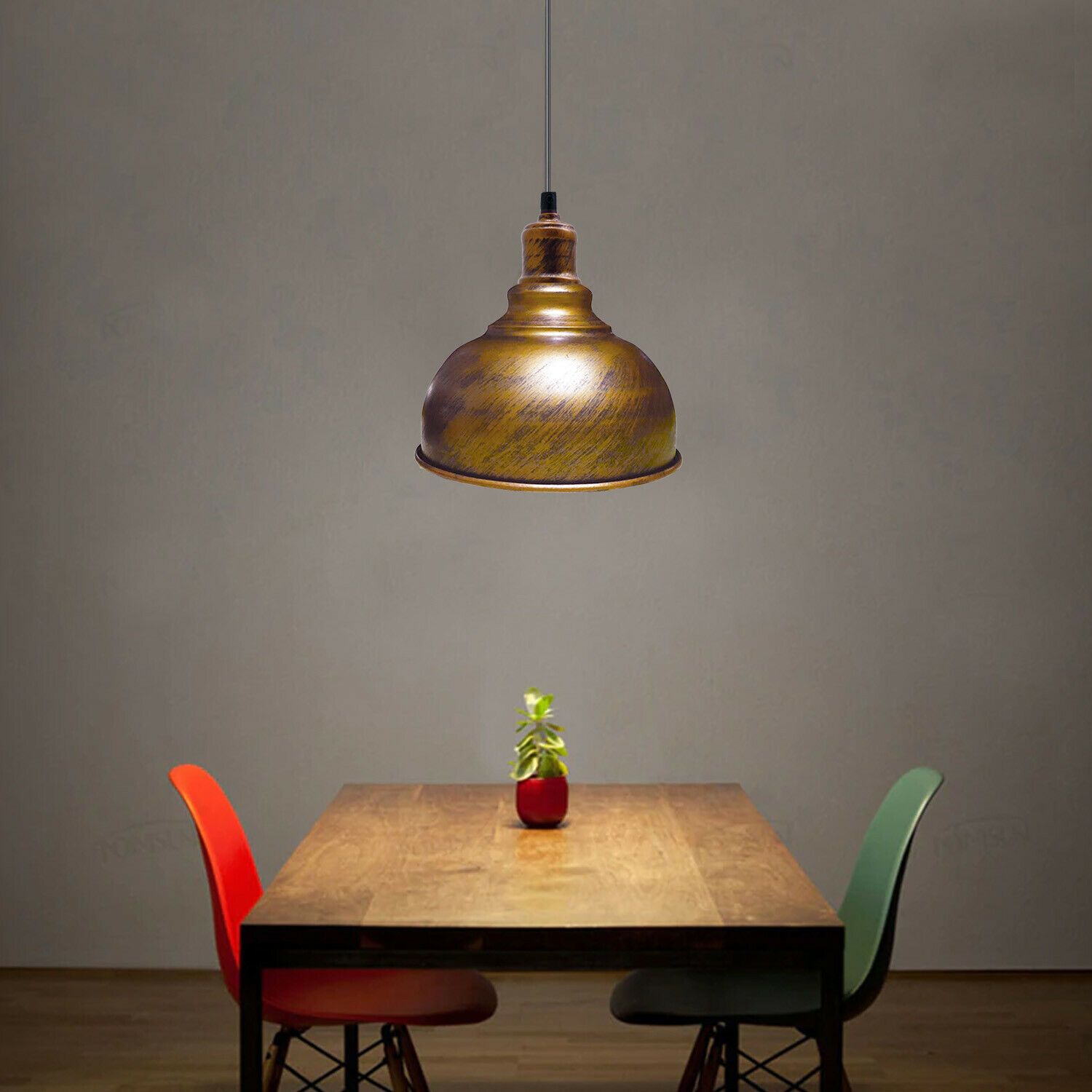 Industrial  Brushed Copper Dome Pendant Hanging Lamp~1854