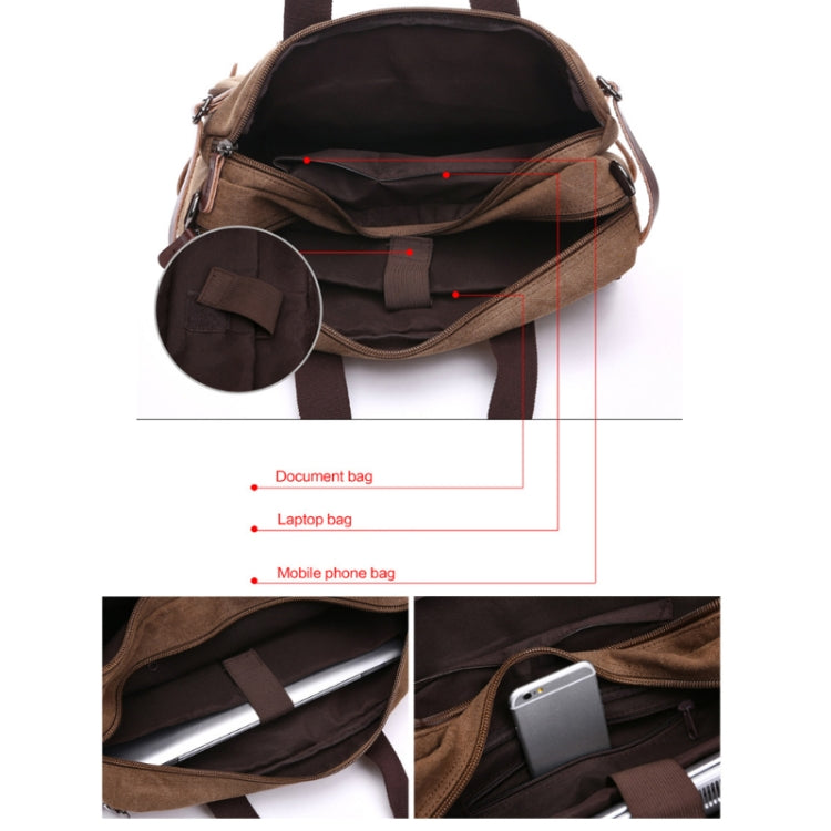 Casual Canvas Three-Purpose Business Briefcase Computer Bag, Color: