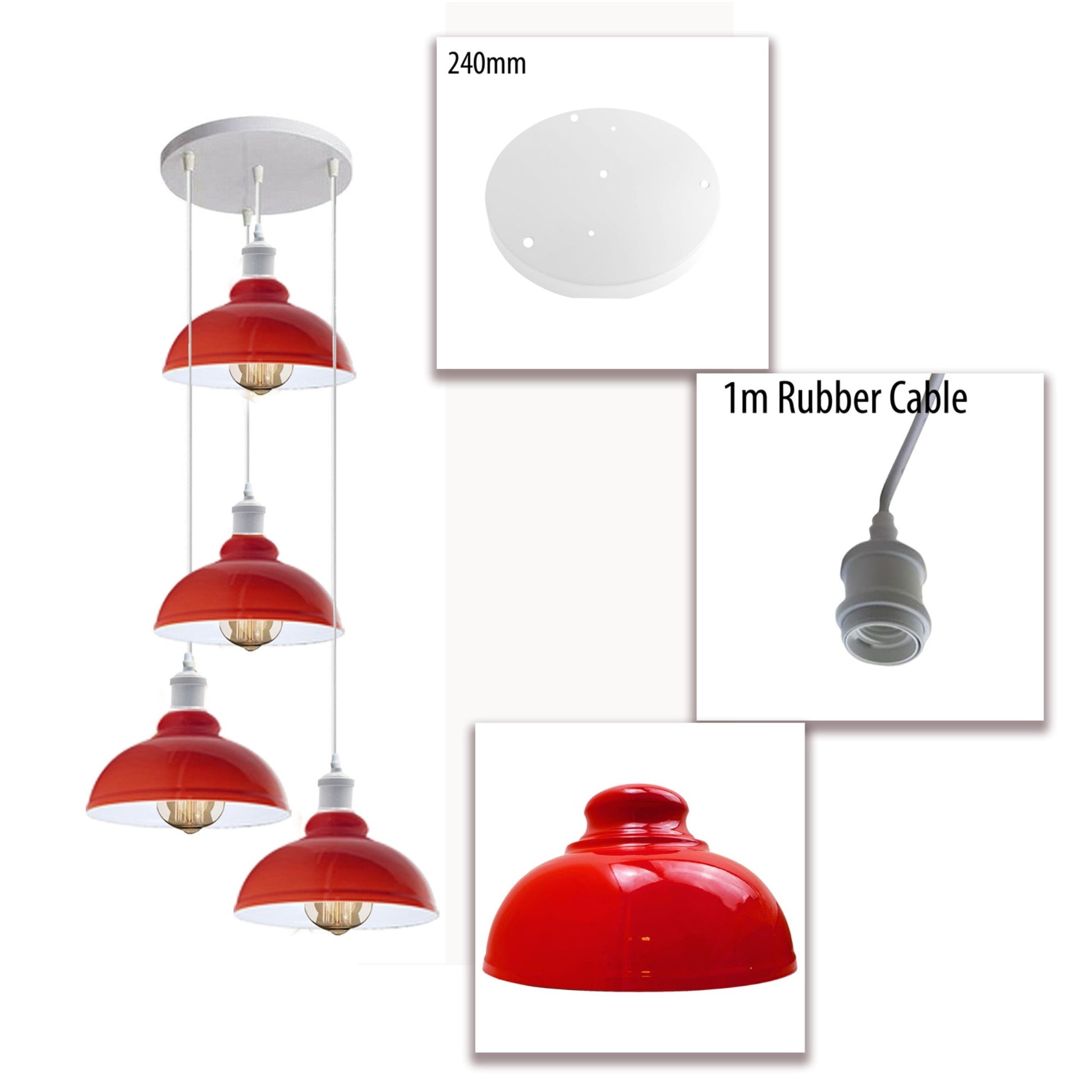 Red Kitchen Island Pendant Light Cluster~1513