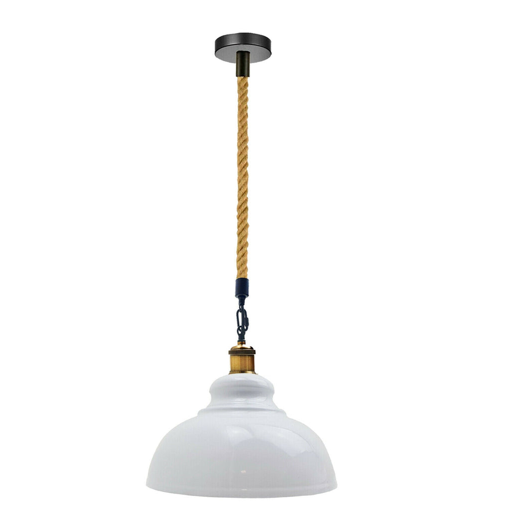 White Metal Ceiling Pendant Shade Modern Hemp Hanging Retro Light~1935