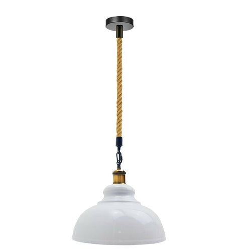 White Metal Ceiling Pendant Shade Modern Hemp Hanging Retro Light~1935