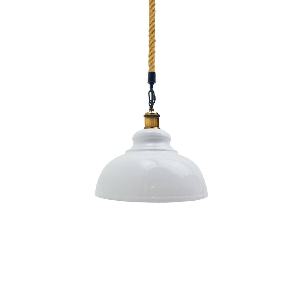 White Metal Ceiling Pendant Shade Modern Hemp Hanging Retro Light~1935