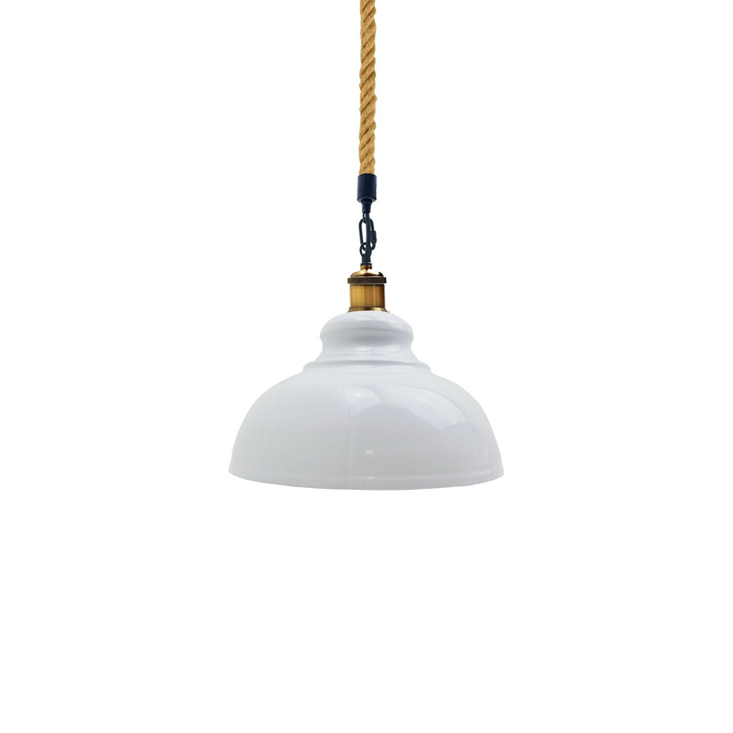 White Metal Ceiling Pendant Shade Modern Hemp Hanging Retro Light~1935