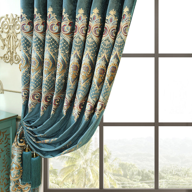 VelureMajestique™ – Luxury Embroidered Blackout Curtains (2-Piece Set)