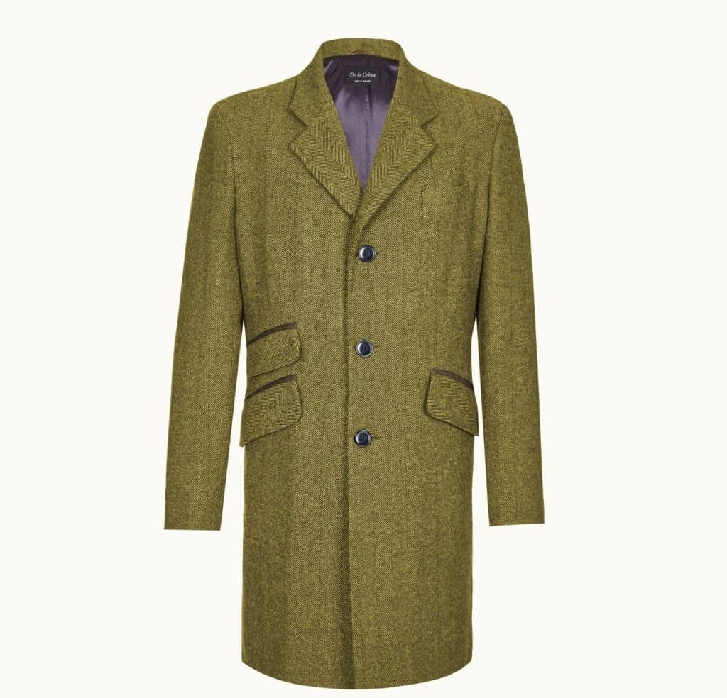 Mens Wool Blend Herringbone Design Coat